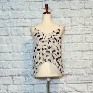 Townsen Cream Silk Abstract Print Tiered Camisole Top